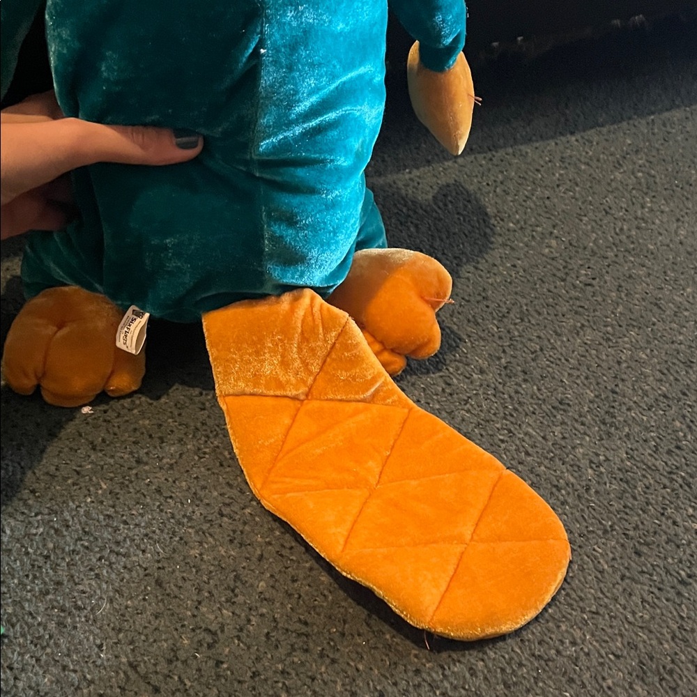 Plush Teal and Orange Platypus Toy - Picture 4 of 4